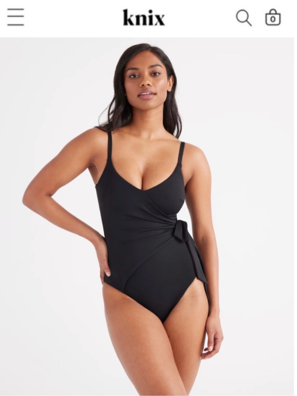 KNIX Sculpt Black One-Piece Wrap Tie Swimsuit in Black Size Small